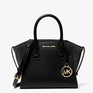 Michael Kors Avril Extra-Small Leather and Suede Satchel Bag Black Multi